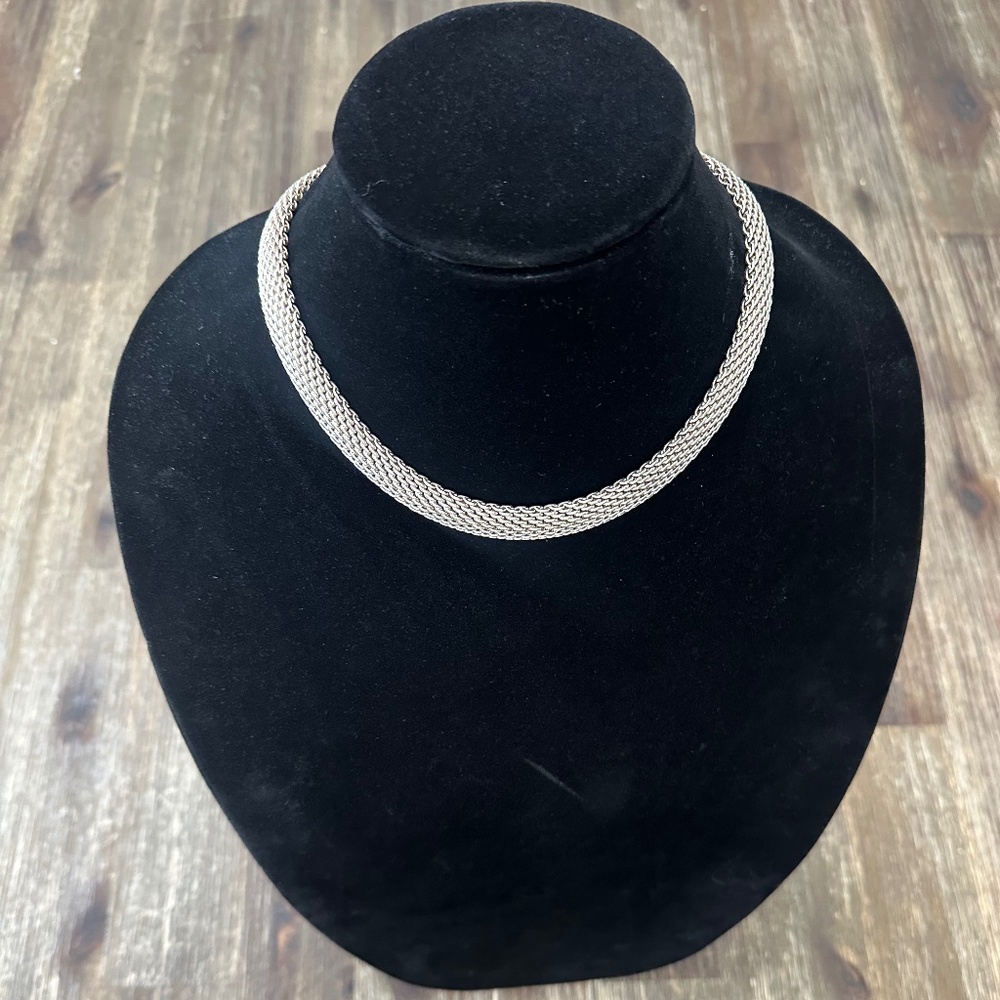Tiffany & co 17.5”  Somerset mesh collar sterling silver necklace